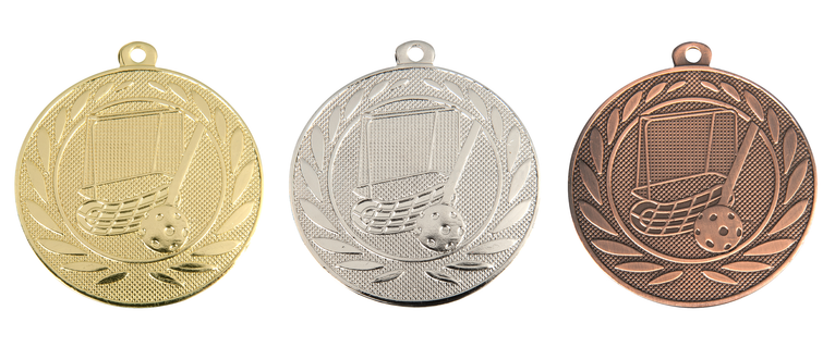 Floorball Medaille - 50 mm - DI5000.W - Goud, Zilver en Brons