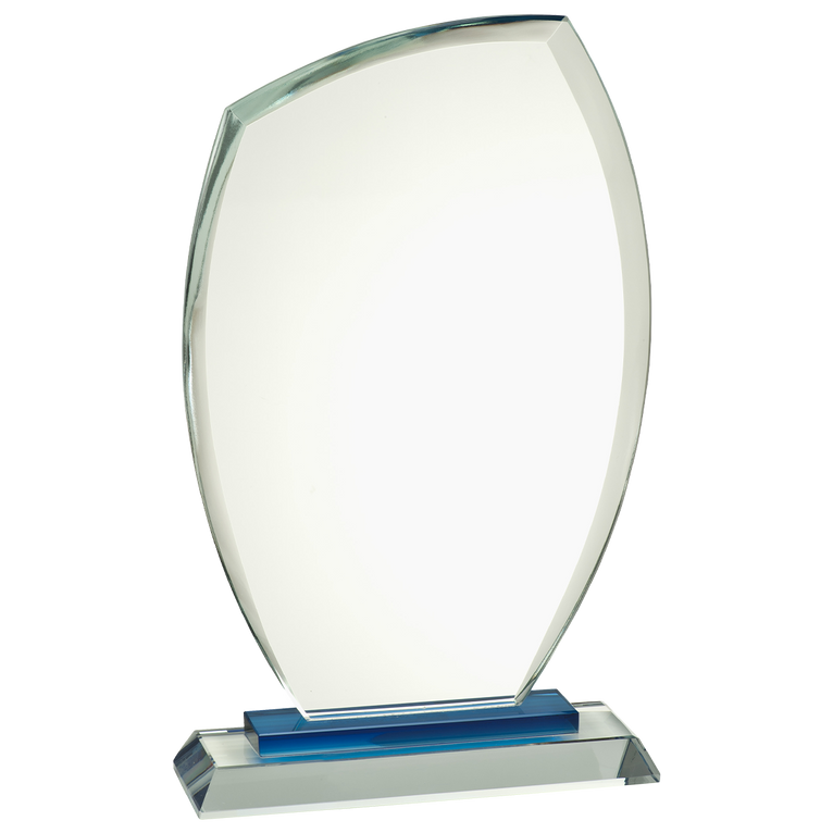 Glazen Award Met Blauw Detail In Geschenkdoos - GL.029