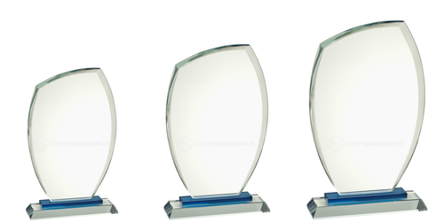 Glazen Award Met Blauw Detail In Geschenkdoos - GL.029