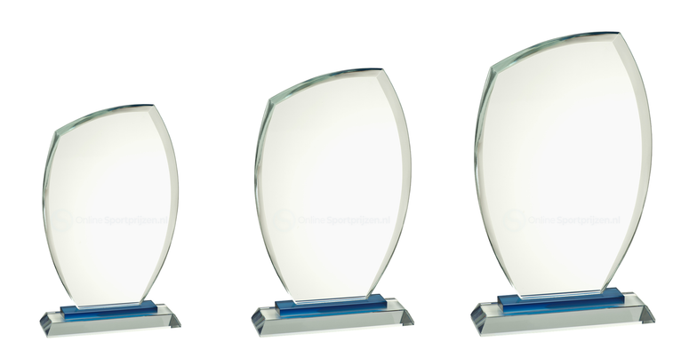 Glazen Award Met Blauw Detail In Geschenkdoos - GL.029