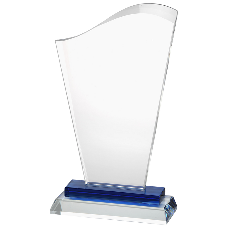 Glazen Award Met Blauw Detail In Geschenkdoos - GL.055