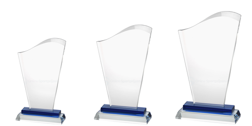 Glazen Award Met Blauw Detail In Geschenkdoos - GL.055