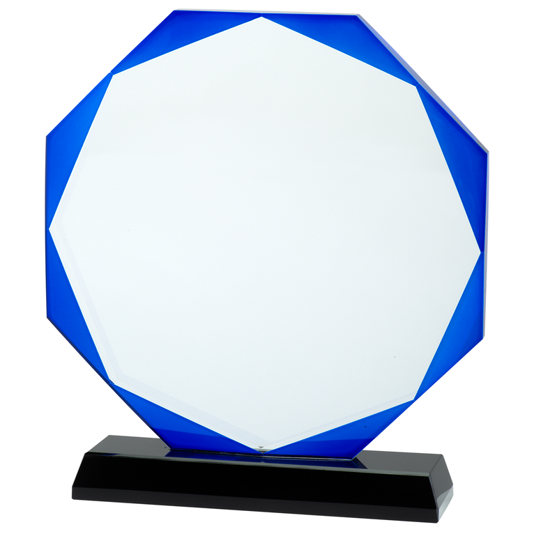 Glazen Award met Blauw Accent - Inclusief Geschenkdoos - W461-W463.9