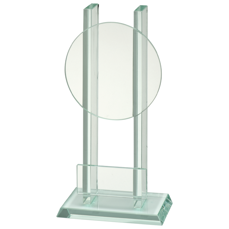 Glazen Award met Blaze Disk Keuze en Tekstplaatje - W141-W143