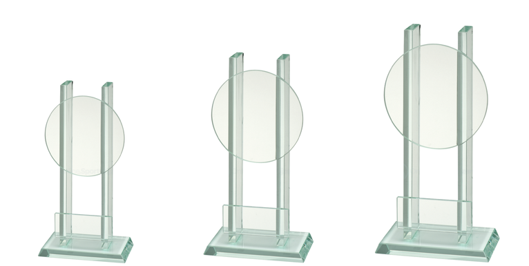 Glazen Award met Blaze Disk Keuze en Tekstplaatje - W141-W143