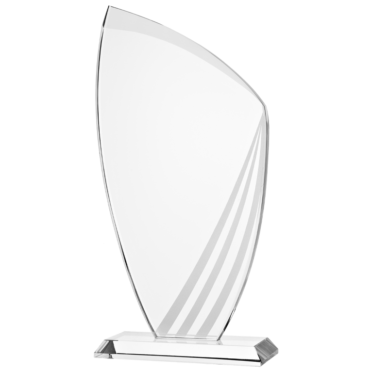 Glazen Award met Grijs Detail in Geschenkdoos - W381-W383