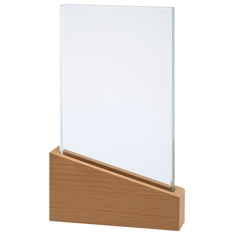 Glazen Award met Houten Accent in Geschenkdoos - W811-W813