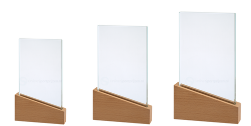 Glazen Award met Houten Accent in Geschenkdoos - W811-W813