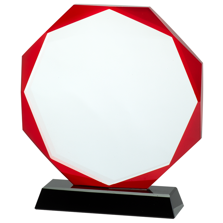 Glazen Award met Rood Accent - Inclusief Geschenkdoos - W461-W463.8