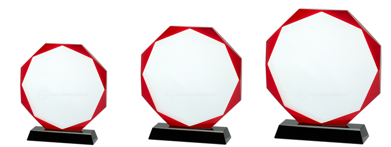 Glazen Award met Rood Accent - Inclusief Geschenkdoos - W461-W463.8