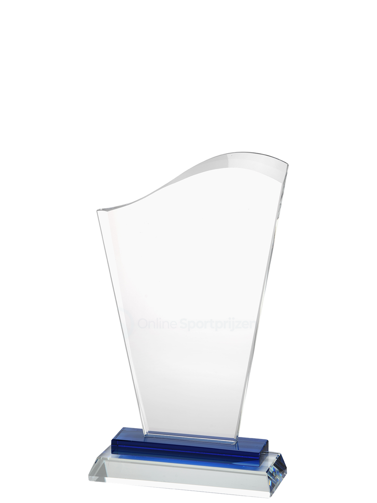 Glazen Award Met Blauw Detail In Geschenkdoos - GL.055