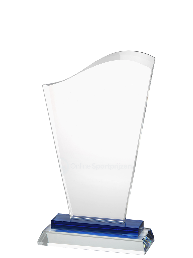 Glazen Award Met Blauw Detail In Geschenkdoos - GL.055