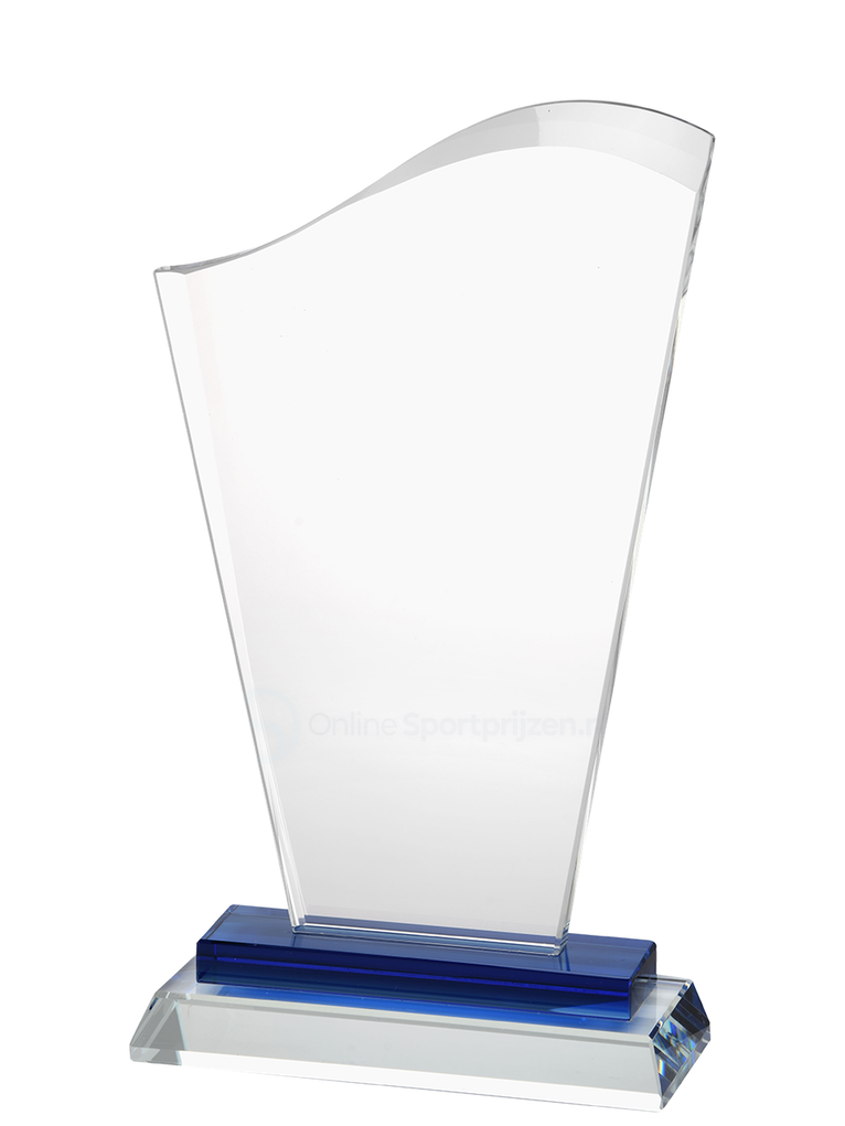 Glazen Award Met Blauw Detail In Geschenkdoos - GL.055