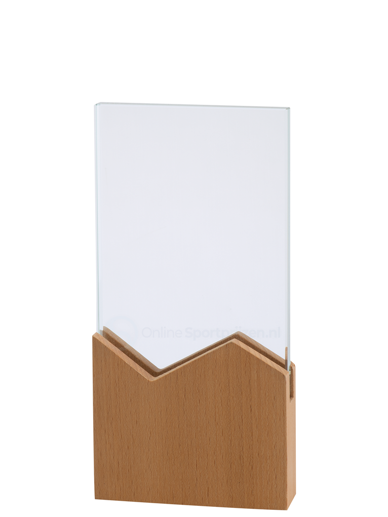 Glazen Award met Houten Accent in Geschenkdoos - W801-W803