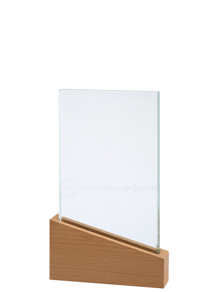 Glazen Award met Houten Accent in Geschenkdoos - W811-W813