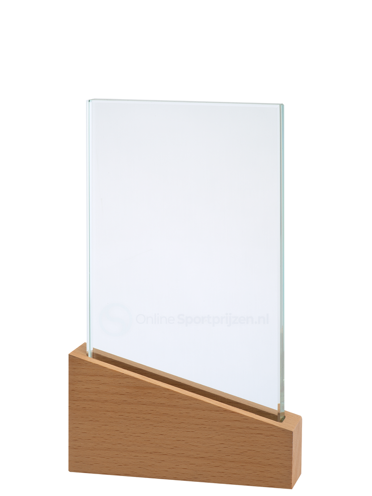 Glazen Award met Houten Accent in Geschenkdoos - W811-W813