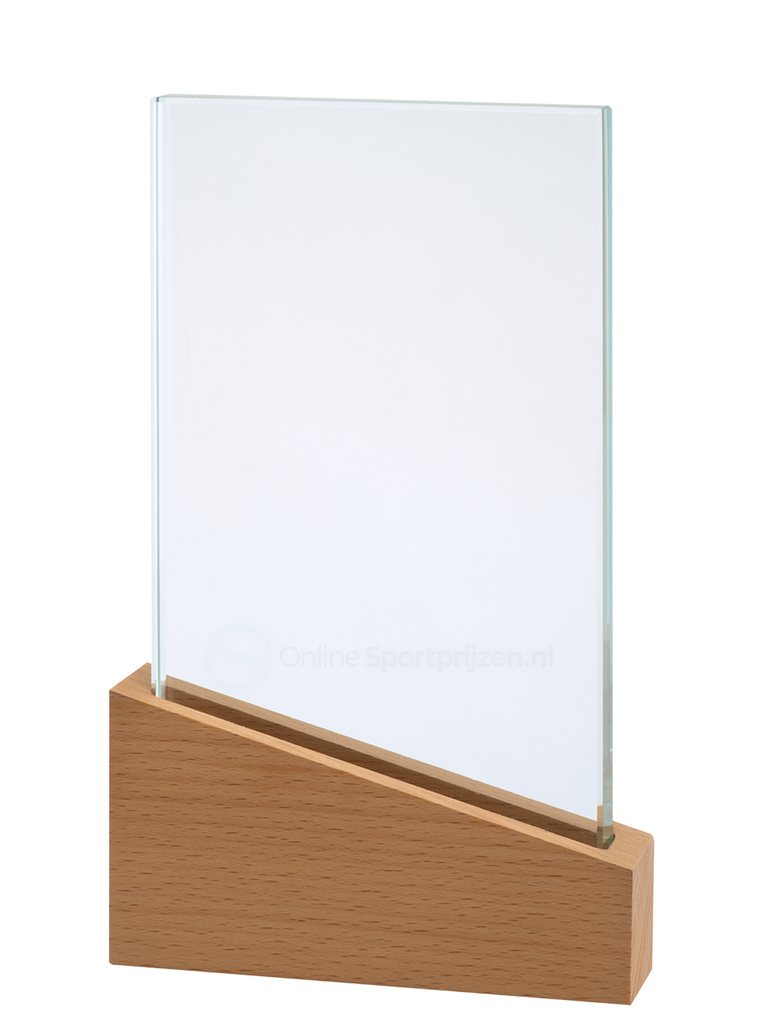 Glazen Award met Houten Accent in Geschenkdoos - W811-W813