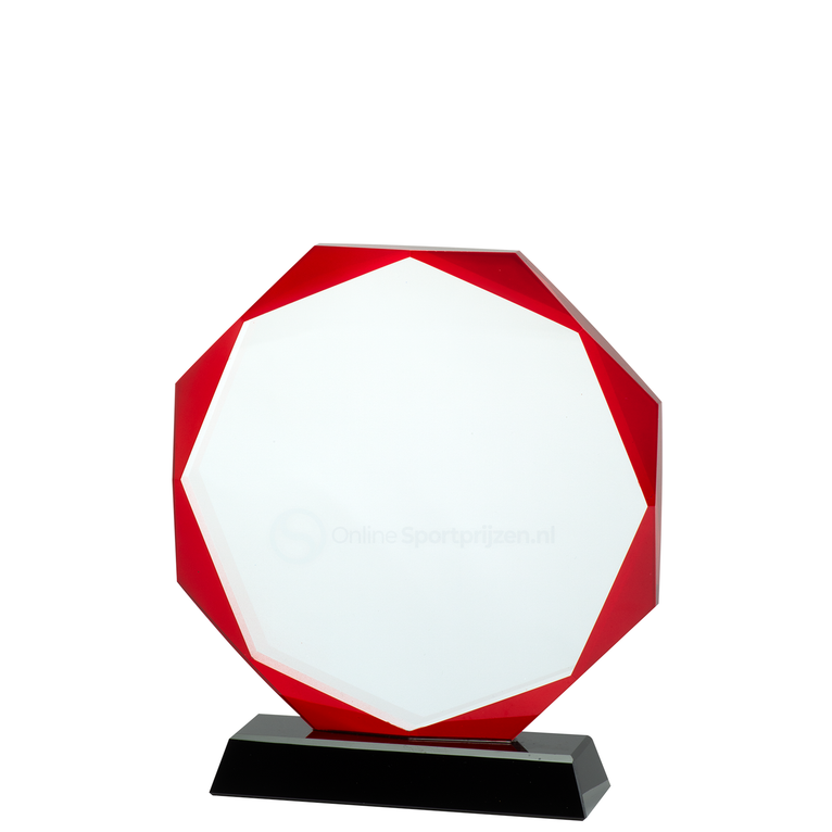 Glazen Award met Rood Accent - Inclusief Geschenkdoos - W461-W463.8