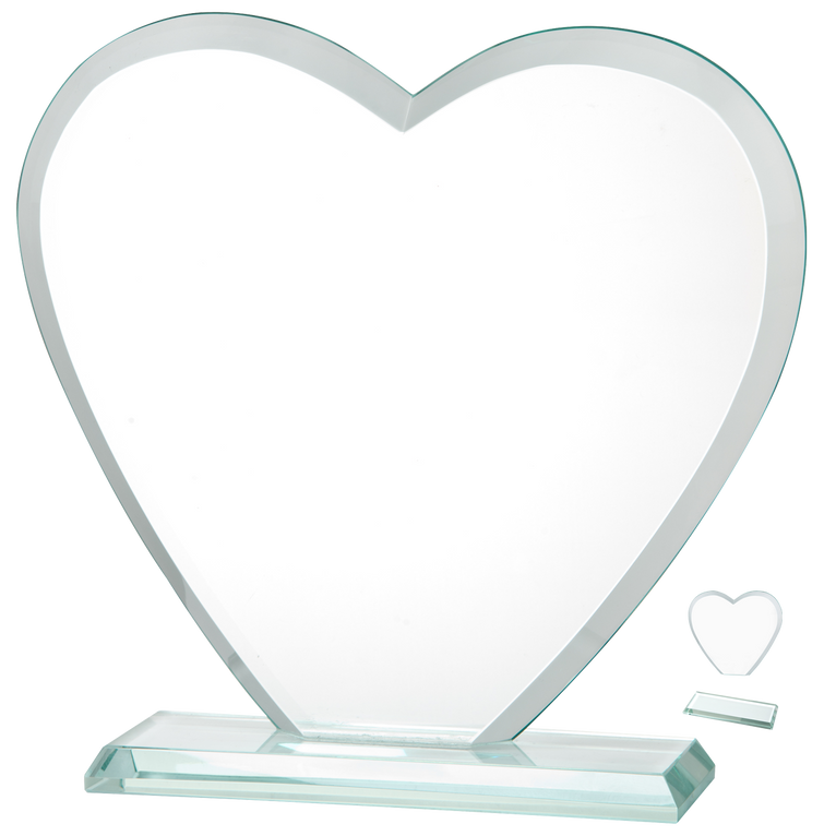Hart Glazen Award in Geschenkdoos Geschikt voor Gravure en Full Colour Print - W610