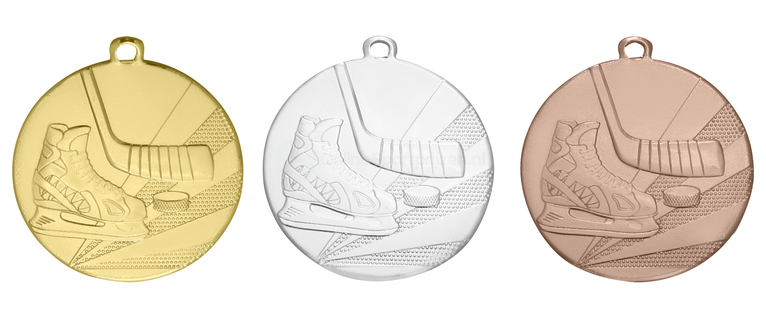 IJshockey Medaille - 50 mm - D112L - Goud, Zilver en Brons