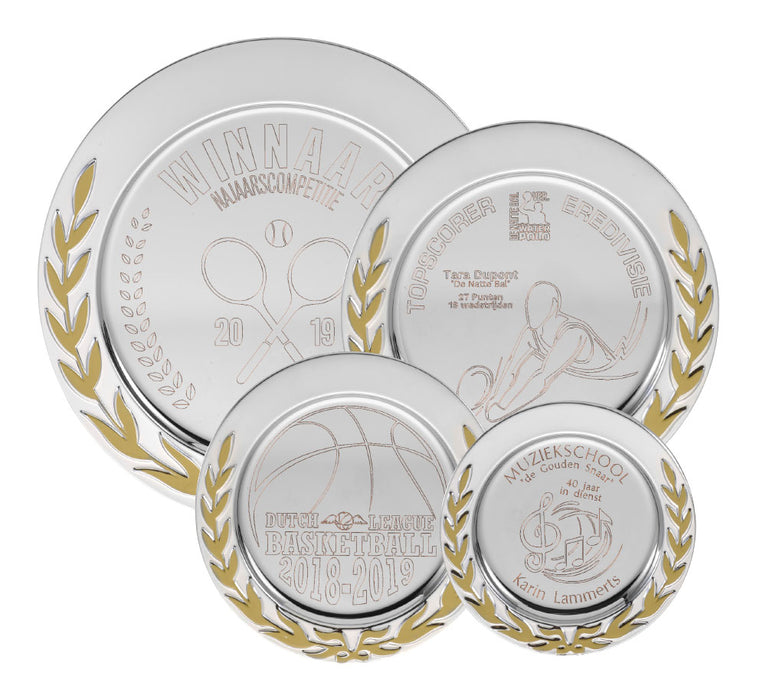 Kampioensschaal met Gouden Krans - 10-20 cm - D311-D314 - Zilver / Goud