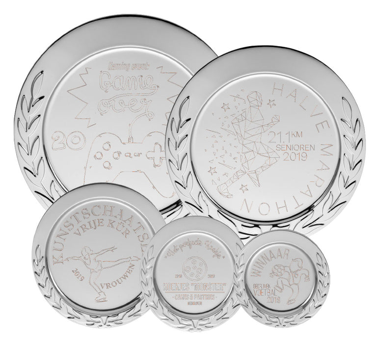 Kampioensschaal met Krans - 10-25 cm - D201-D205 - Zilver