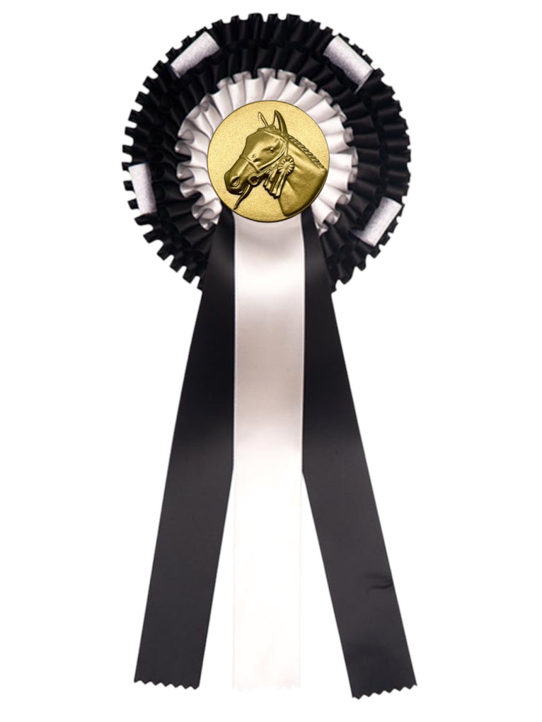 3-Rings Rozet Paardensport - Dierententoonstelling Rozet Met Sierlusjes En 3 Linten - R45