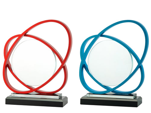 Luxe Glas Award met Gekleurd Metalen Detail in Geschenkdoos - W570