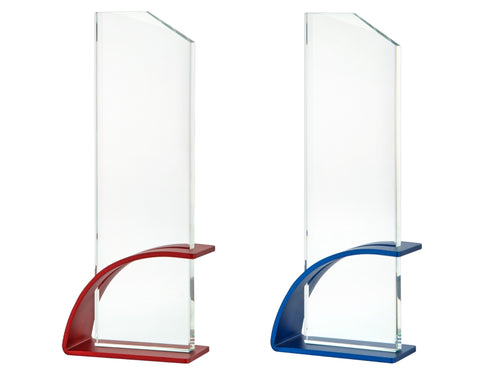 Luxe Glas Award met Gekleurd Metalen Detail in Geschenkdoos - W585