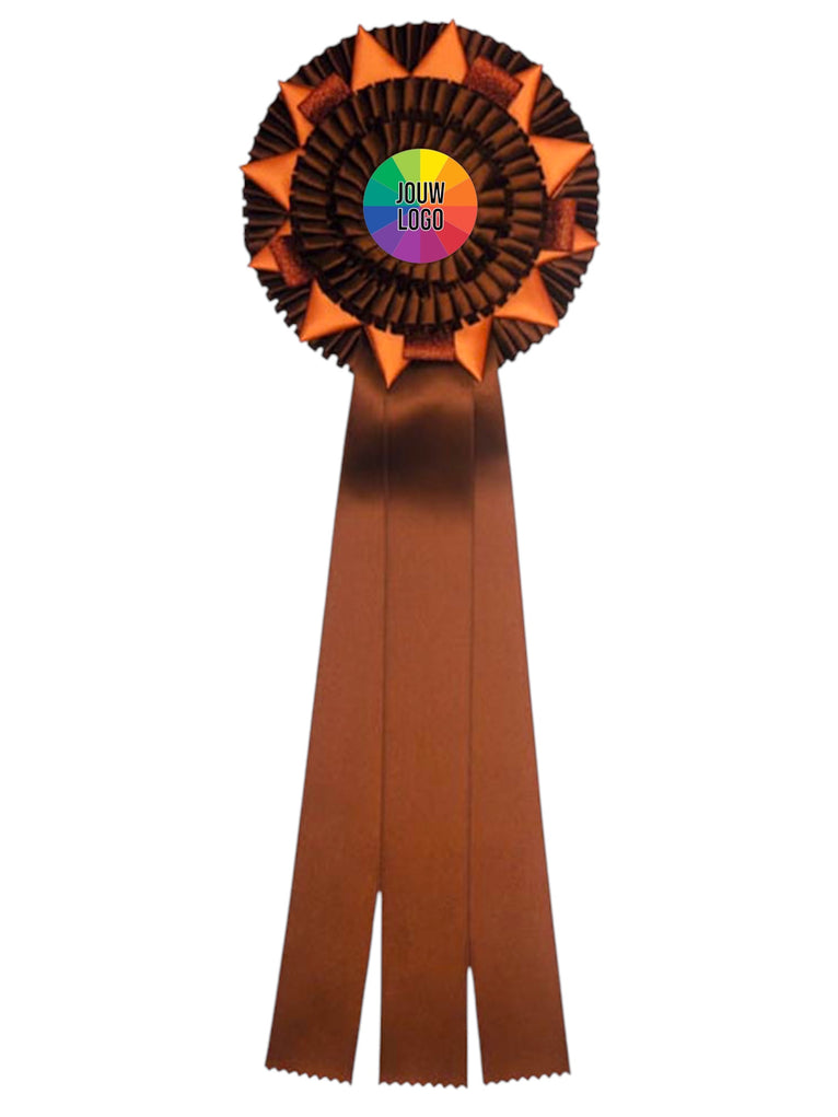 3-Rings Goud - Zilver - Brons Rozet Paardensport - Dierententoonstelling Rozet met Ster en Sierlusjes - R80