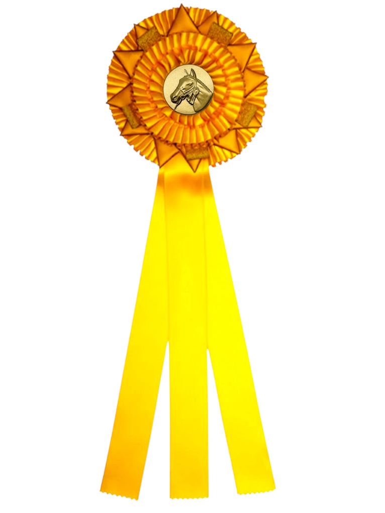 3-Rings Goud - Zilver - Brons Rozet Paardensport - Dierententoonstelling Rozet met Ster en Sierlusjes - R80