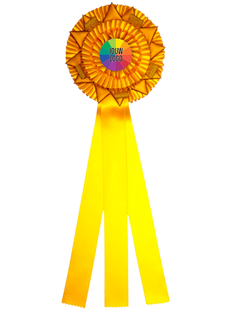 3-Rings Goud - Zilver - Brons Rozet Paardensport - Dierententoonstelling Rozet met Ster en Sierlusjes - R80