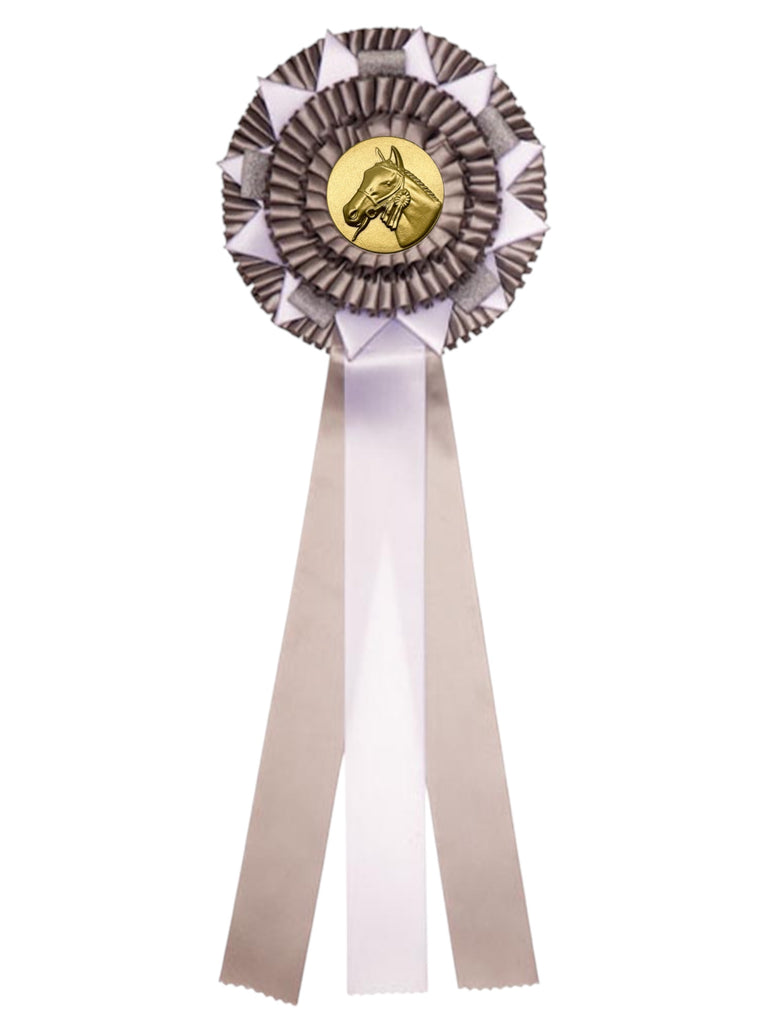 3-Rings Goud - Zilver - Brons Rozet Paardensport - Dierententoonstelling Rozet met Ster en Sierlusjes - R80