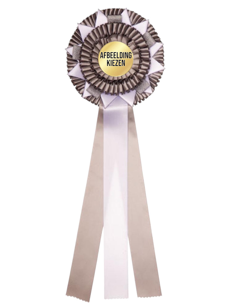 3-Rings Goud - Zilver - Brons Rozet Paardensport - Dierententoonstelling Rozet met Ster en Sierlusjes - R80