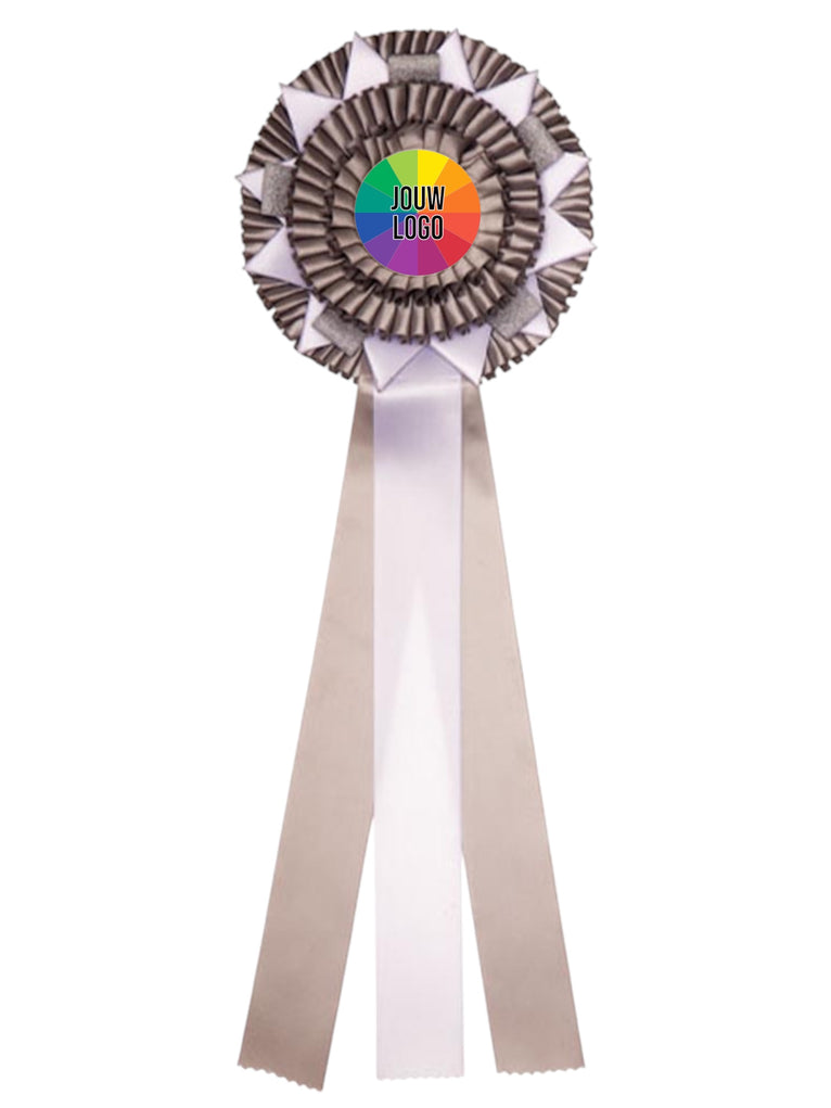 3-Rings Goud - Zilver - Brons Rozet Paardensport - Dierententoonstelling Rozet met Ster en Sierlusjes - R80