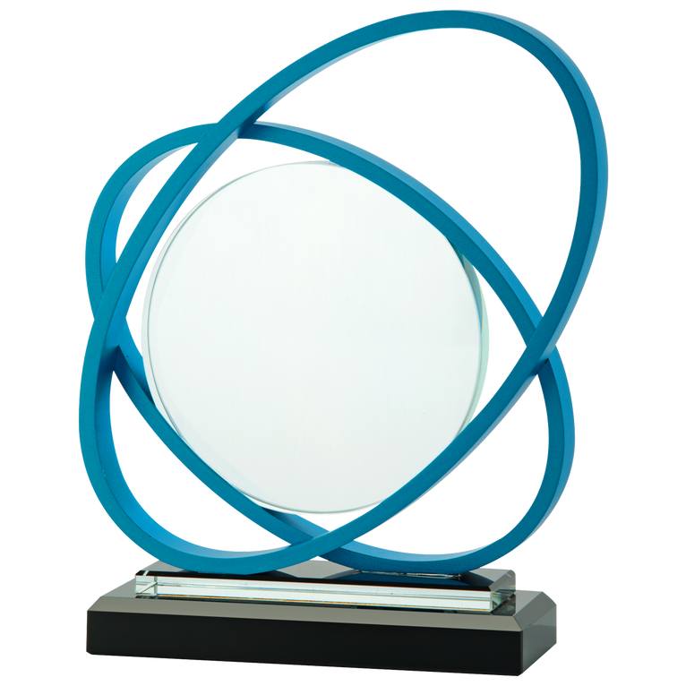 Luxe Glas Award met Gekleurd Metalen Detail in Geschenkdoos - W570