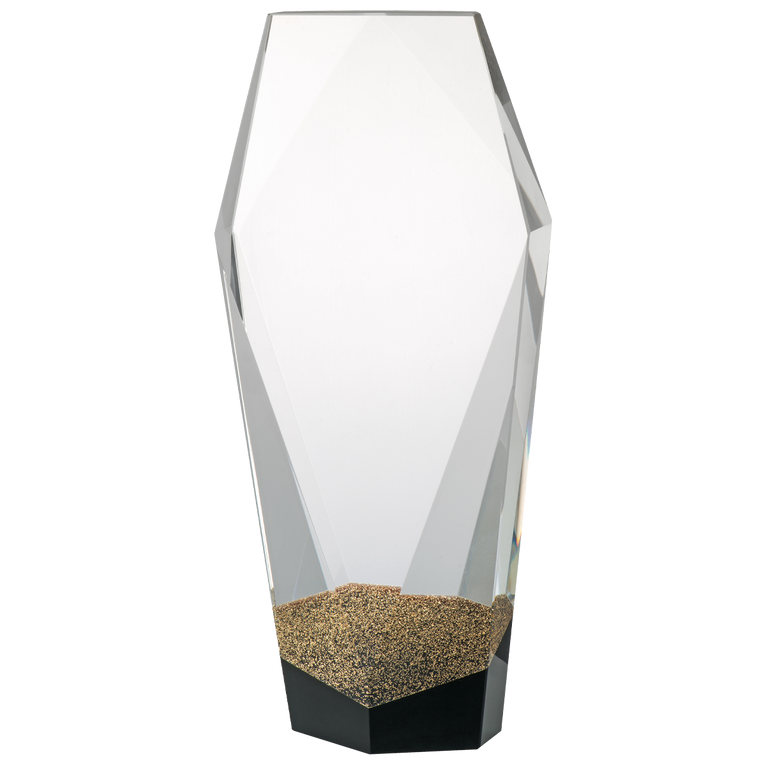 Luxe Kristal Glazen Award met Plaatsingkleur Detail in Geschenkdoos - W690