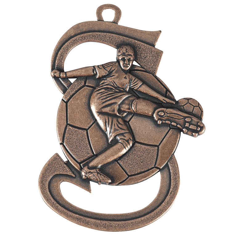 Sierlijke Voetbalmedaille - 60 mm - D101 - Goud, Zilver en Brons
