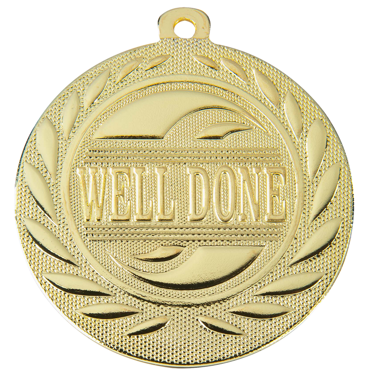 Medaille Well Done - Pluim Medaille - 50 mm - DI5000.T - Goud, Zilver en Brons