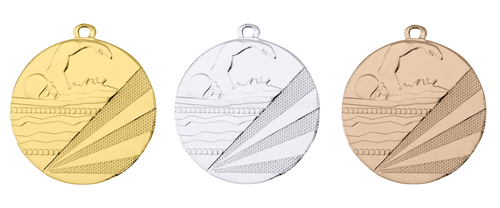 Medaille Zwemmen - 50 mm - D112C - Goud, Zilver en Brons