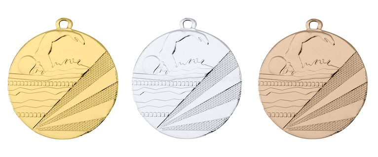 Medaille Zwemmen - 50 mm - D112C - Goud, Zilver en Brons