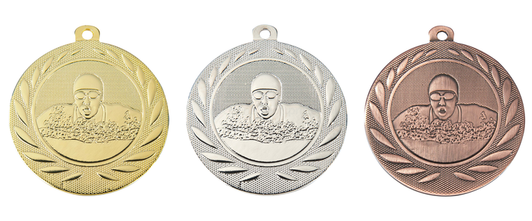 Medaille Zwemmen - 50 mm - DI5000.H - Goud, Zilver en Brons