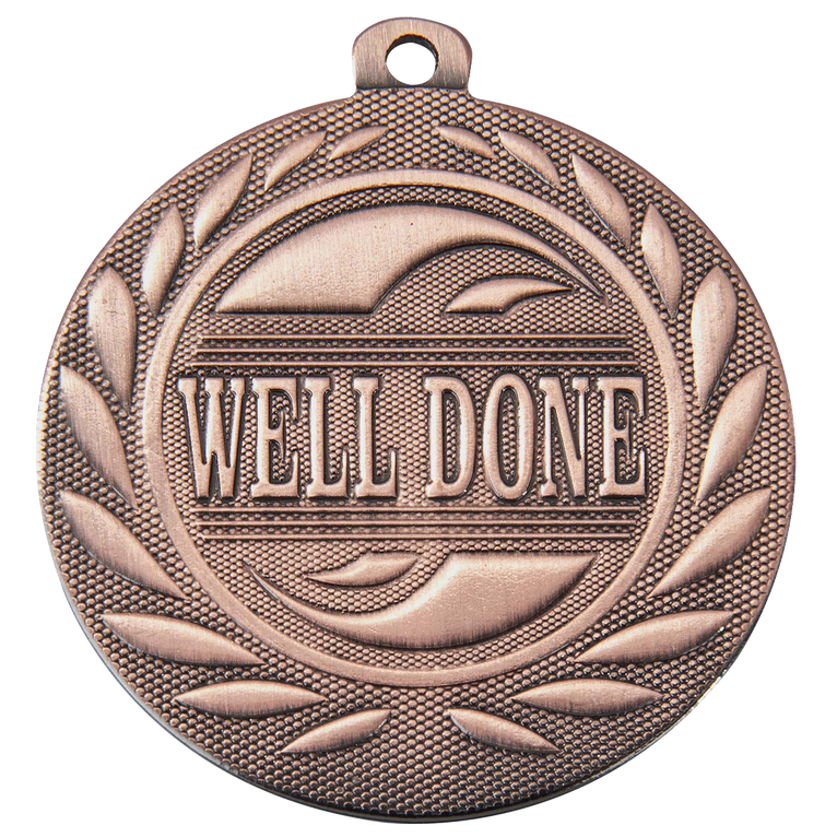 Medaille Well Done - Pluim Medaille - 50 mm - DI5000.T - Goud, Zilver en Brons