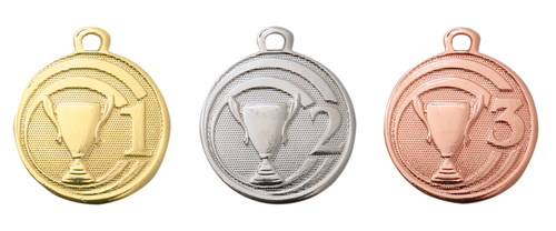 Mini Trofee Medaille - 32 mm - ME.087 - Goud, Zilver en Brons