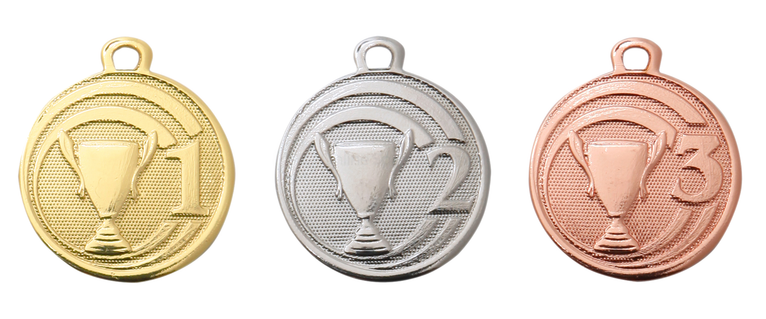Mini Trofee Medaille - 32 mm - ME.087 - Goud, Zilver en Brons