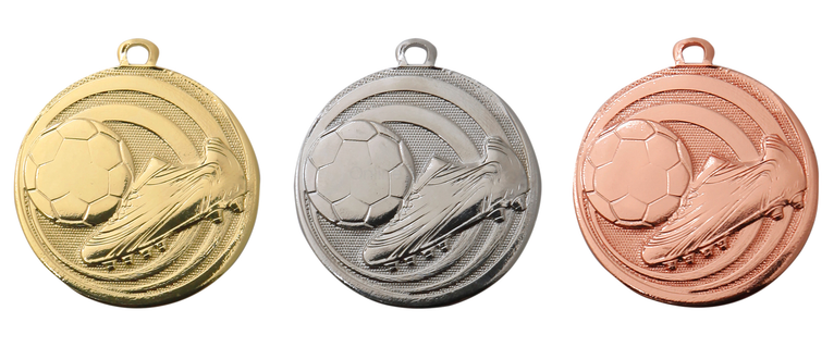 Mini Voetbalmedaille - 32 mm - ME.089 - Goud, Zilver en Brons