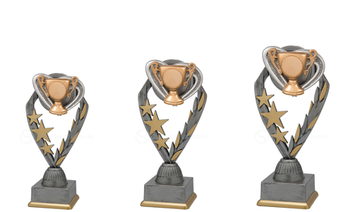 Neutrale Trofee met Bokaal - PFS.021 - Antiek Zilver met Kleuraccent