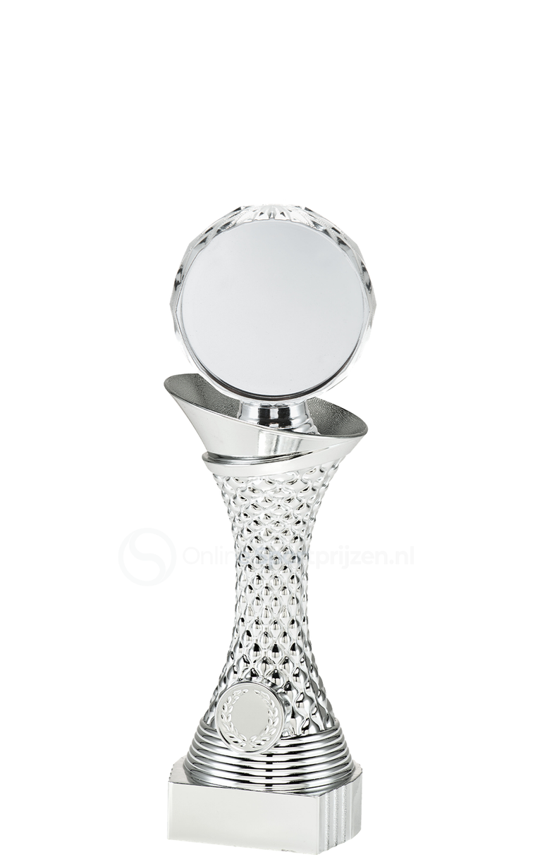 Neutrale sporttrofee met Blaze Disc personalisatie - SL1938 - Zilver