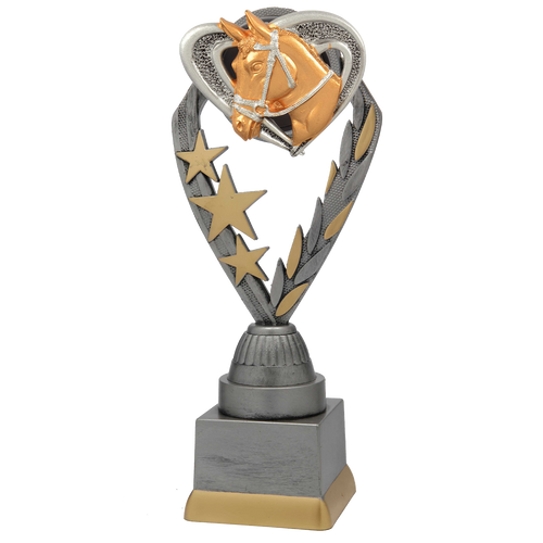 Paardensporttrofee - PFS.007 - Antiek Zilver met Kleuraccent