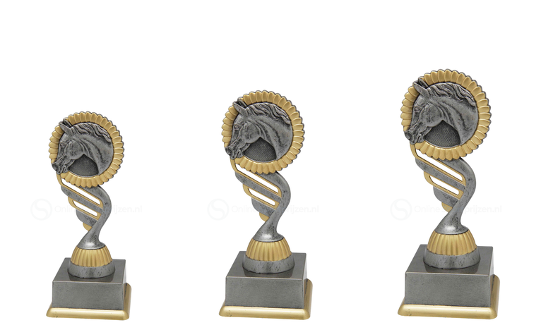 Paardensporttrofee - SS1728 - Antiek Zilver / Goud
